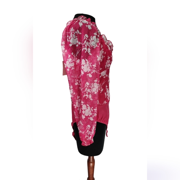 ♥️ NWT YILIBASHA BODY SUIT LONG PUFFY SLEEVE FLORAL BLOUSE - SIZE LARGE ♥️ - Picture 4 of 14